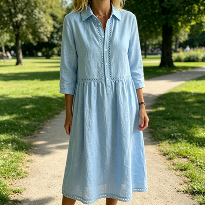 Elegantes Midikleid mit Kragen und Spitzendetails