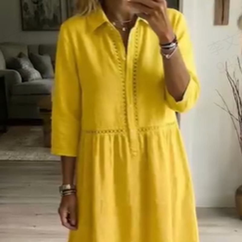 Elegantes Midikleid mit Kragen und Spitzendetails