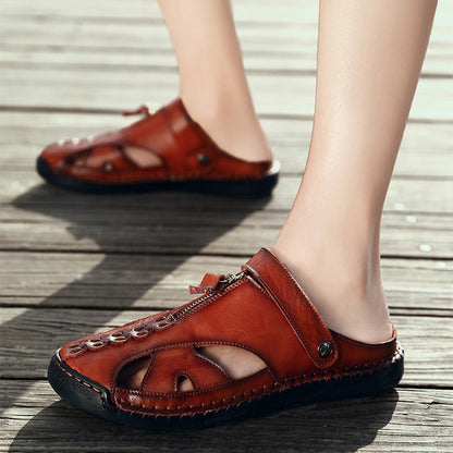 🏆Handgefertigt aus echtem Leder🥇Lässige Sandalen mit umklappbarem Fersenriemen für Herren