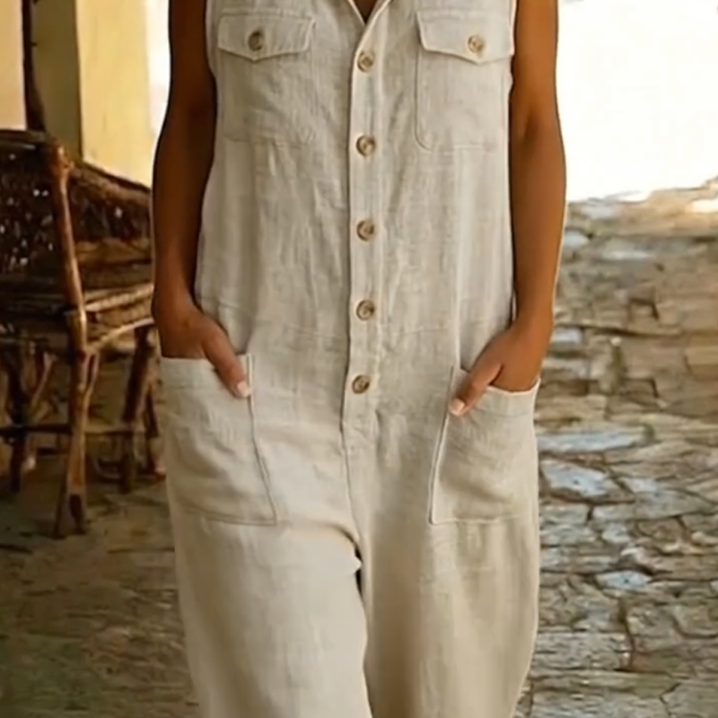 👖Lässiger, ärmelloser Jumpsuit mit Kapuze für Damen