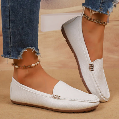 Damen-PU-Leder Loafers, flach