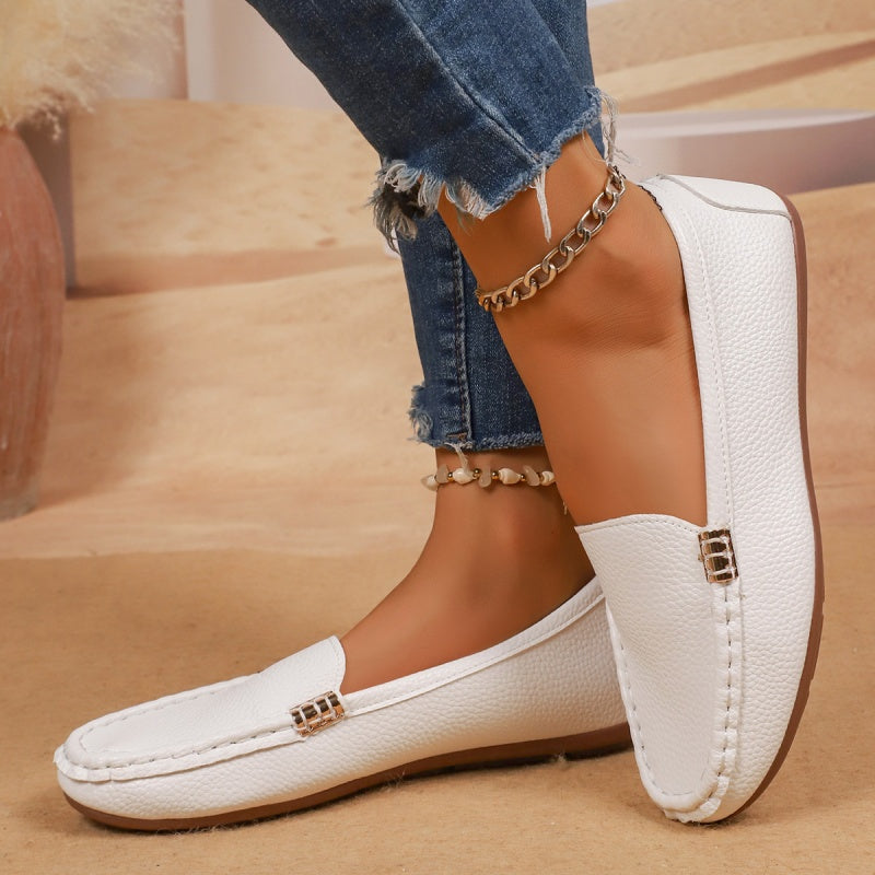 Damen-PU-Leder Loafers, flach