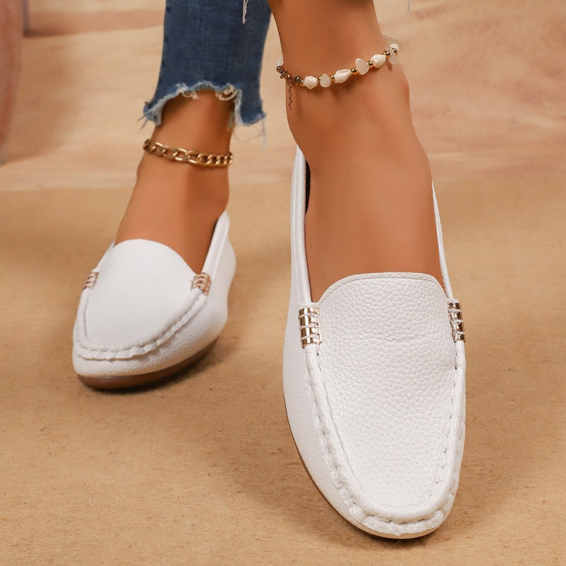 Damen-PU-Leder Loafers, flach