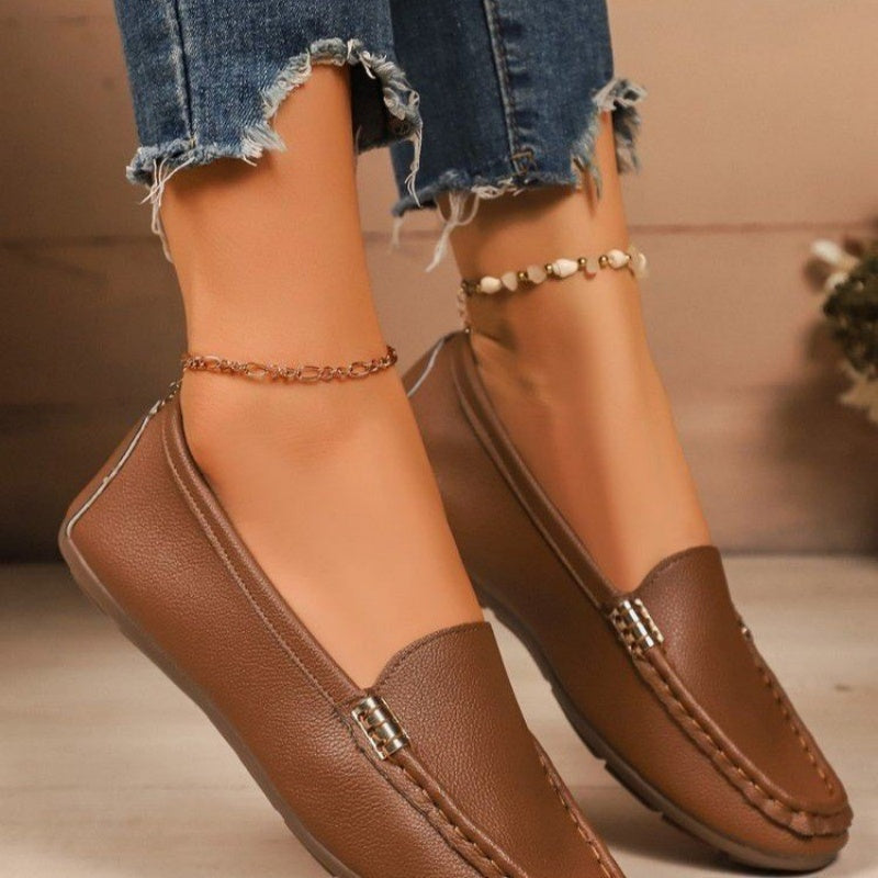 Damen-PU-Leder Loafers, flach