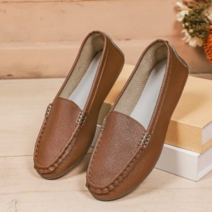 Damen-PU-Leder Loafers, flach