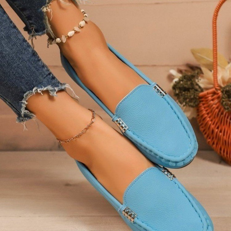 Damen-PU-Leder Loafers, flach