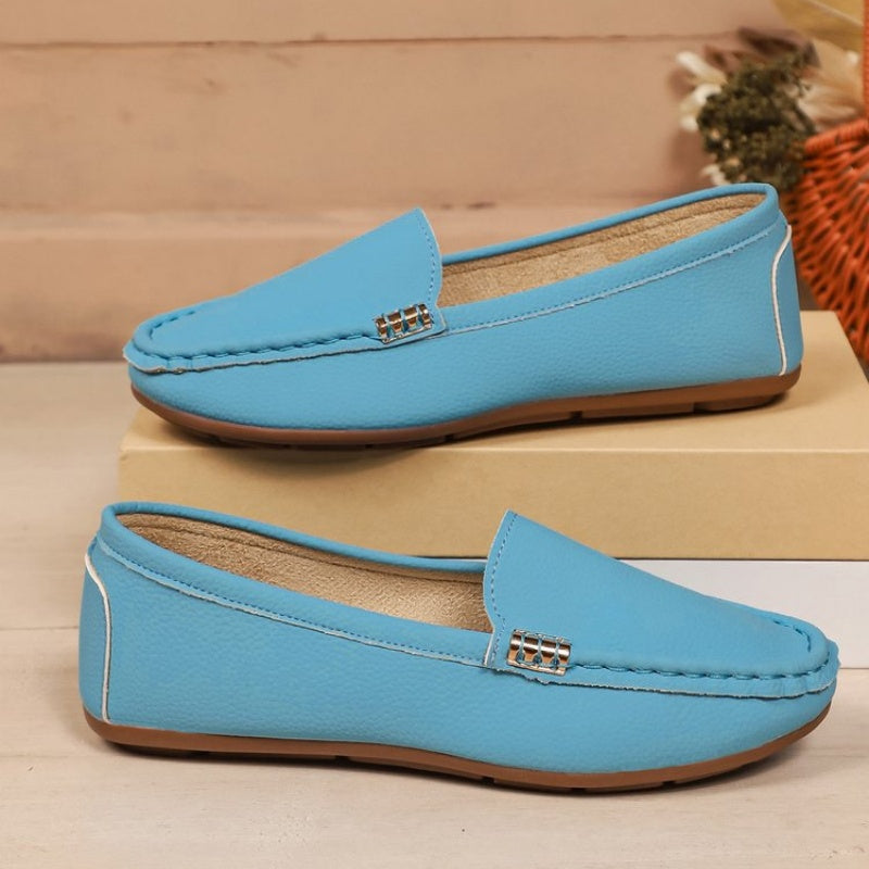 Damen-PU-Leder Loafers, flach