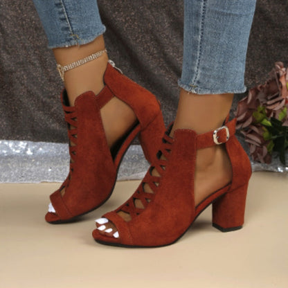 Damen Sandaletten mit Blockabsatz und Peep-Toe