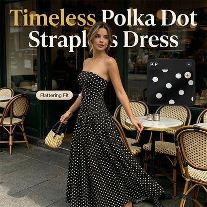🥳HEISSER SALE 2026🥳💞ÜBER 50.000 VERKAUFT!👗🌹 50 % RABATT! Trägerloses Kleid mit Polka-Dots – Sicherer Sitz, atmungsaktiver Stoff. Zeitlose Urlaubs-Eleganz. ✨🌸