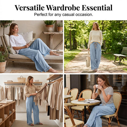 Vintage-inspirierte Damenhose mit Kordelzug und weitem Bein
