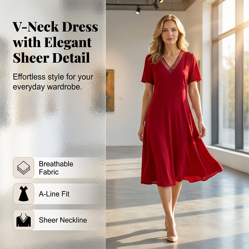 ⏳Limitiertes 50 % Rabatt⏰Elegantes Netzkleid mit V-Ausschnitt für Damen❤️👗