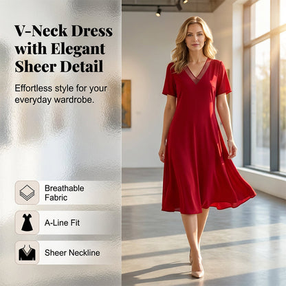 ⏳Limitiertes 50 % Rabatt⏰Elegantes Netzkleid mit V-Ausschnitt für Damen❤️👗