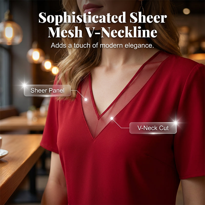 ⏳Limitiertes 50 % Rabatt⏰Elegantes Netzkleid mit V-Ausschnitt für Damen❤️👗