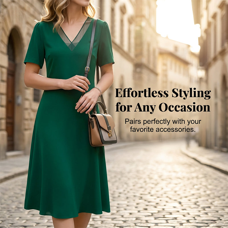 ⏳Limitiertes 50 % Rabatt⏰Elegantes Netzkleid mit V-Ausschnitt für Damen❤️👗