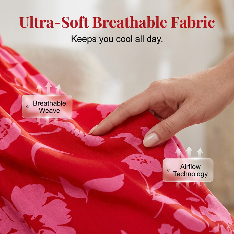 Weite Hose mit hoher Taille und floralen Boho-Mustern