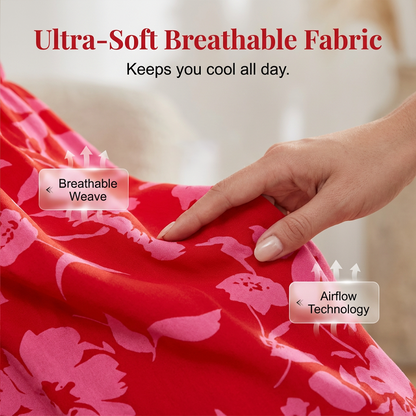 Weite Hose mit hoher Taille und floralen Boho-Mustern