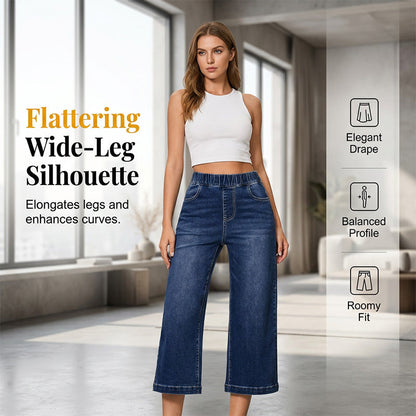👖 Weite Damen-Crop-Jeans mit Gummibund – Bequem, Weitbeinig, Denim 🍂