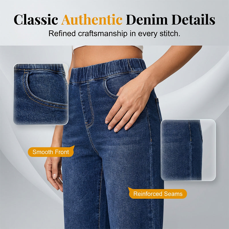 👖 Weite Damen-Crop-Jeans mit Gummibund – Bequem, Weitbeinig, Denim 🍂