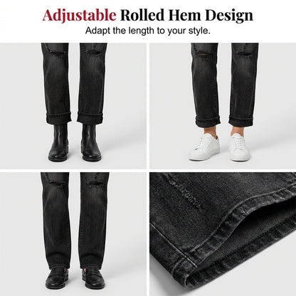 Lässige Damenjeans mit geradem Bein und Rissen