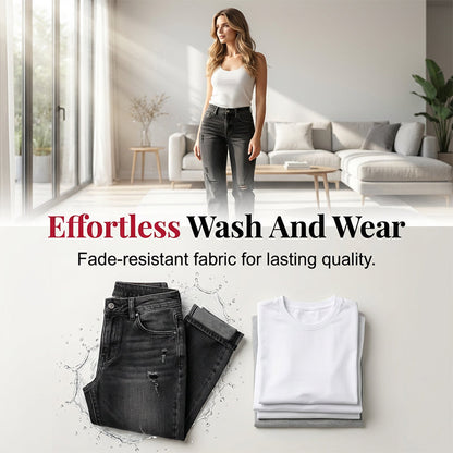 Lässige Damenjeans mit geradem Bein und Rissen