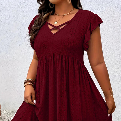 🔥 EXKLUSIVES ANGEBOT: 50% RABATT 💥 Elegantes Damenkleid mit Rüschenbesatz 👗 fein verarbeitet, stilvoll & inkl. gratis Halskette 🎁