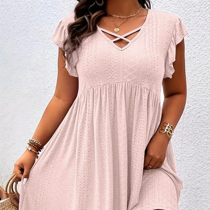 🔥 EXKLUSIVES ANGEBOT: 50% RABATT 💥 Elegantes Damenkleid mit Rüschenbesatz 👗 fein verarbeitet, stilvoll & inkl. gratis Halskette 🎁