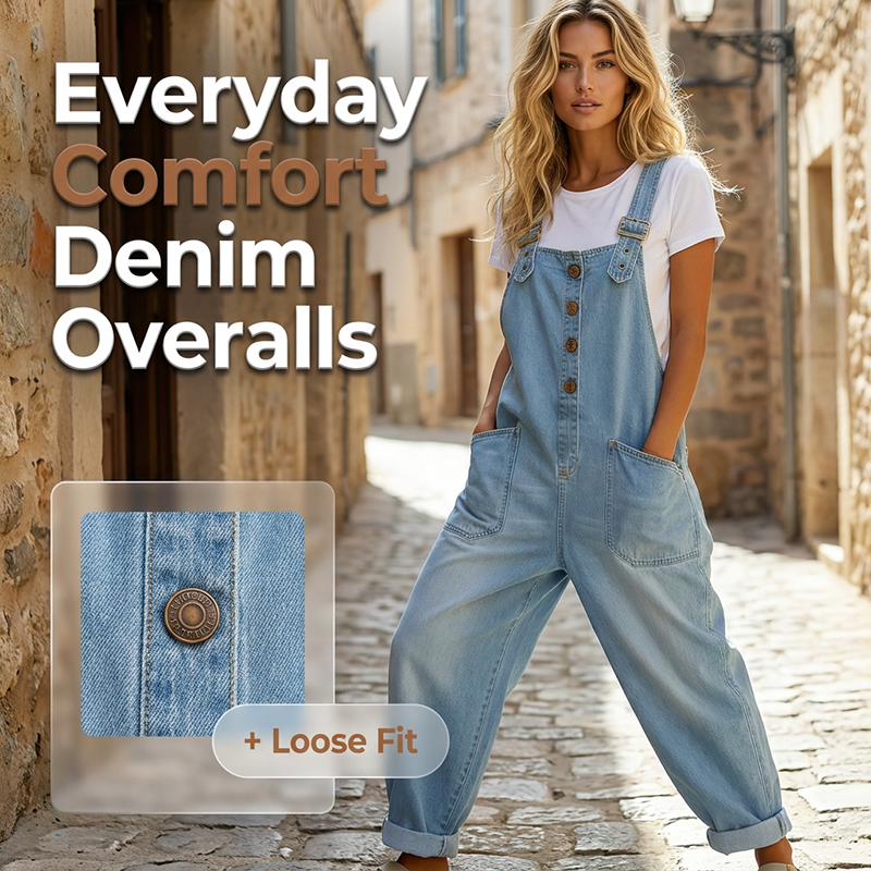 👖🔥 50% RABATT 💥 Damen Baggy Denim Latzhose mit Taschen – lässig, bequem & absolut im Trend