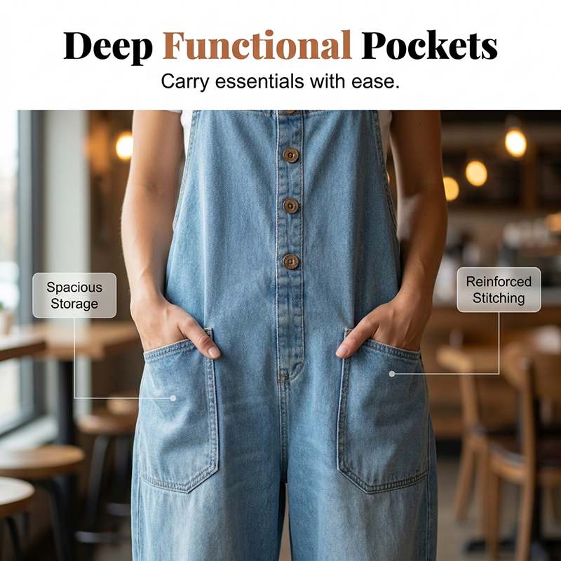 👖🔥 50% RABATT 💥 Damen Baggy Denim Latzhose mit Taschen – lässig, bequem & absolut im Trend
