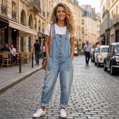 👖🔥 50% RABATT 💥 Damen Baggy Denim Latzhose mit Taschen – lässig, bequem & absolut im Trend