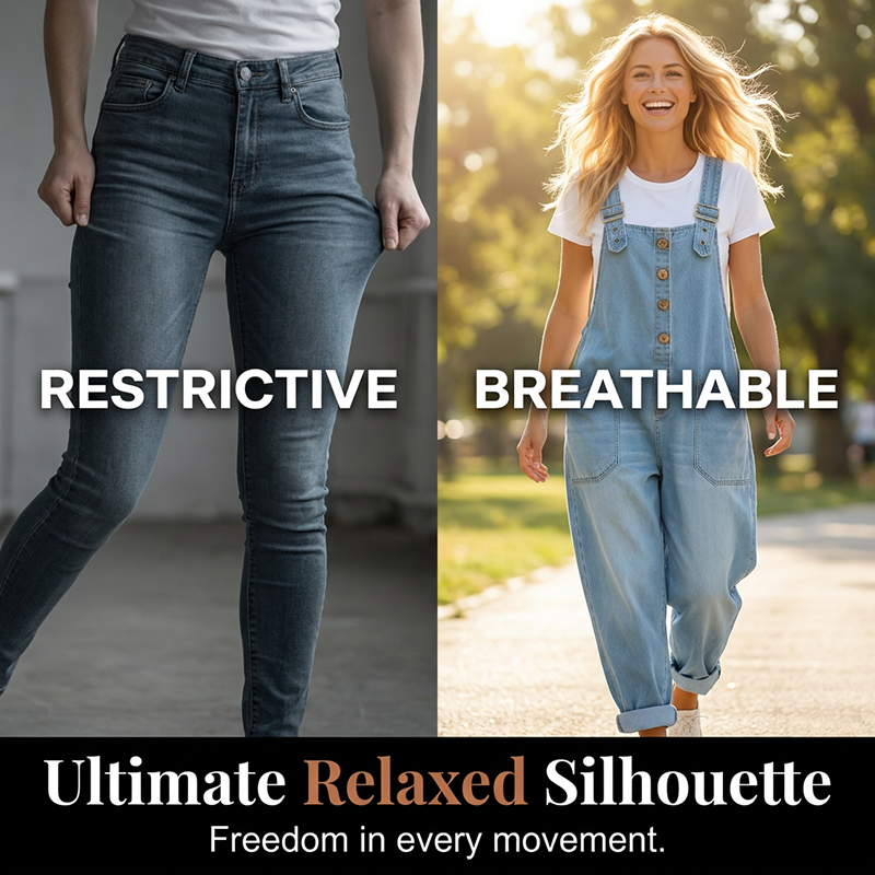 👖🔥 50% RABATT 💥 Damen Baggy Denim Latzhose mit Taschen – lässig, bequem & absolut im Trend