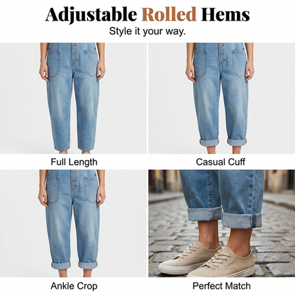 👖🔥 50% RABATT 💥 Damen Baggy Denim Latzhose mit Taschen – lässig, bequem & absolut im Trend