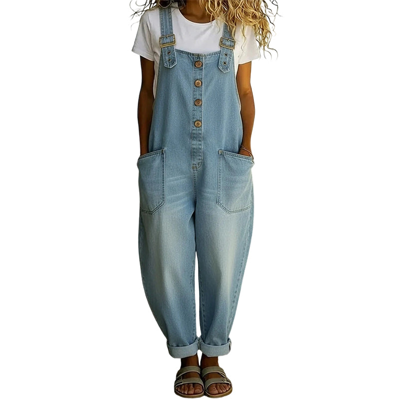 👖🔥 50% RABATT 💥 Damen Baggy Denim Latzhose mit Taschen – lässig, bequem & absolut im Trend