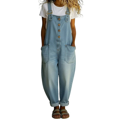👖🔥 50% RABATT 💥 Damen Baggy Denim Latzhose mit Taschen – lässig, bequem & absolut im Trend