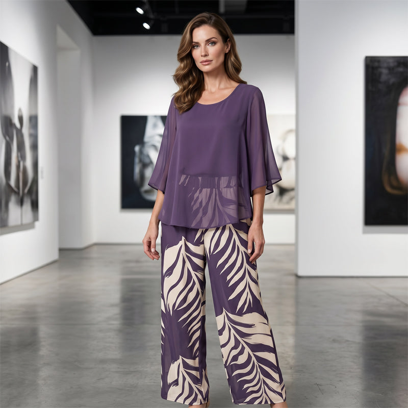 👗 50% RABATT! 👖 Elegantes Women-Set – Lockeres Top mit bedruckter Hose – Leicht, luftig & perfekt für Sommer, Strand oder besondere Anlässe – stilvoll und bequem 🌸