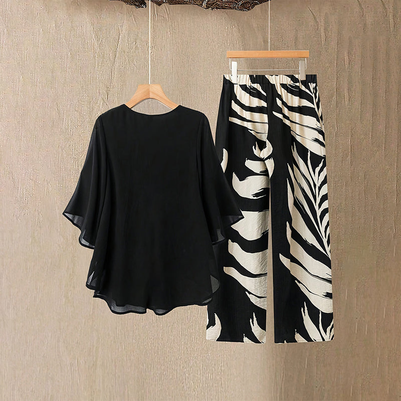 👗 50% RABATT! 👖 Elegantes Women-Set – Lockeres Top mit bedruckter Hose – Leicht, luftig & perfekt für Sommer, Strand oder besondere Anlässe – stilvoll und bequem 🌸