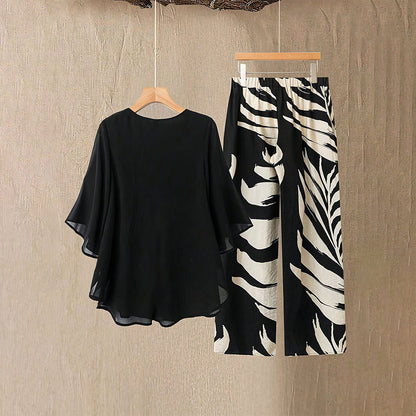 👗 50% RABATT! 👖 Elegantes Women-Set – Lockeres Top mit bedruckter Hose – Leicht, luftig & perfekt für Sommer, Strand oder besondere Anlässe – stilvoll und bequem 🌸