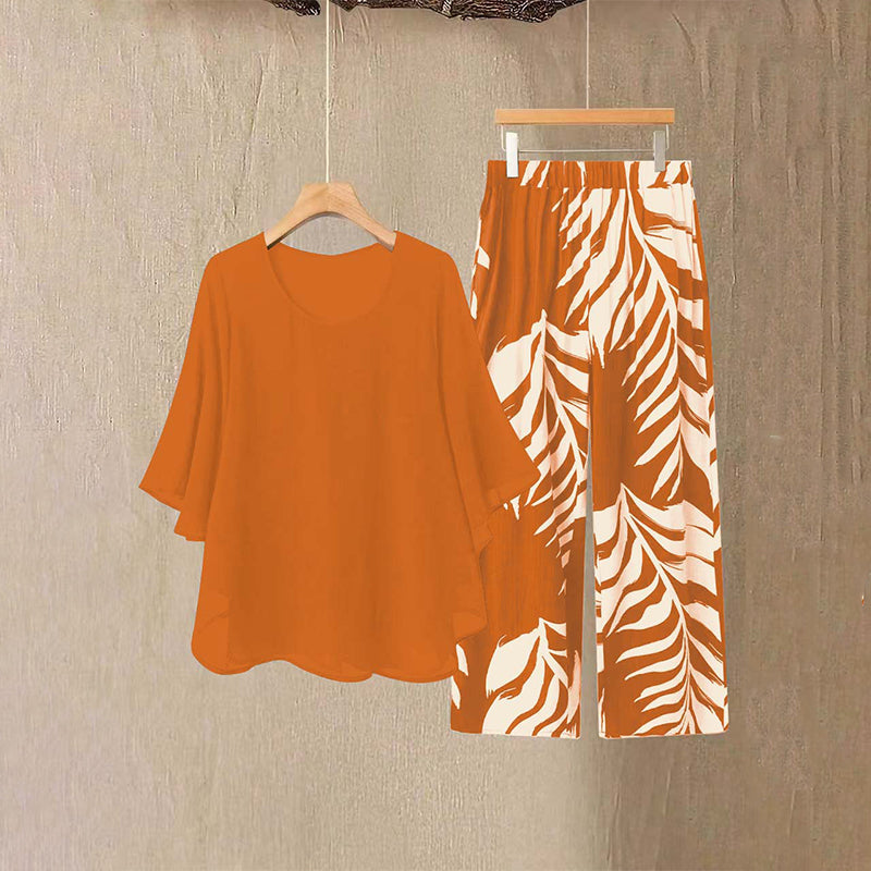 👗 50% RABATT! 👖 Elegantes Women-Set – Lockeres Top mit bedruckter Hose – Leicht, luftig & perfekt für Sommer, Strand oder besondere Anlässe – stilvoll und bequem 🌸