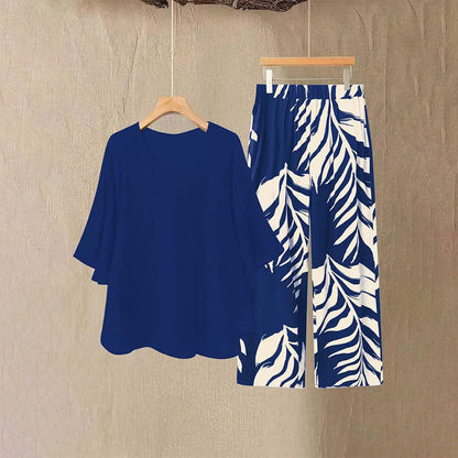 👗 50% RABATT! 👖 Elegantes Women-Set – Lockeres Top mit bedruckter Hose – Leicht, luftig & perfekt für Sommer, Strand oder besondere Anlässe – stilvoll und bequem 🌸