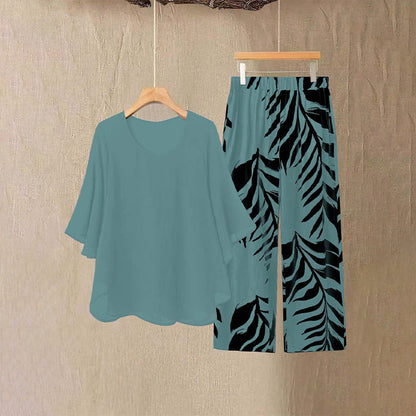 👗 50% RABATT! 👖 Elegantes Women-Set – Lockeres Top mit bedruckter Hose – Leicht, luftig & perfekt für Sommer, Strand oder besondere Anlässe – stilvoll und bequem 🌸