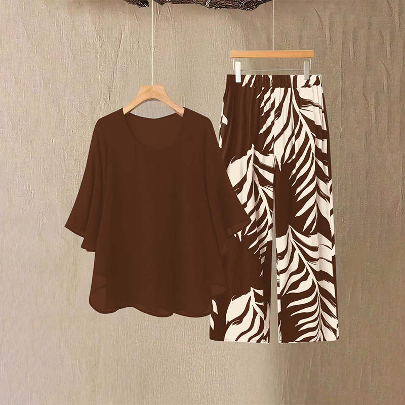 👗 50% RABATT! 👖 Elegantes Women-Set – Lockeres Top mit bedruckter Hose – Leicht, luftig & perfekt für Sommer, Strand oder besondere Anlässe – stilvoll und bequem 🌸