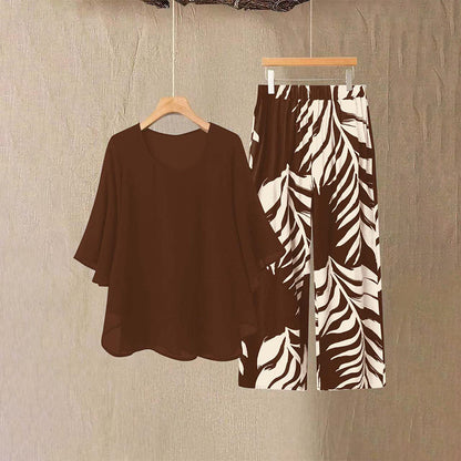 👗 50% RABATT! 👖 Elegantes Women-Set – Lockeres Top mit bedruckter Hose – Leicht, luftig & perfekt für Sommer, Strand oder besondere Anlässe – stilvoll und bequem 🌸