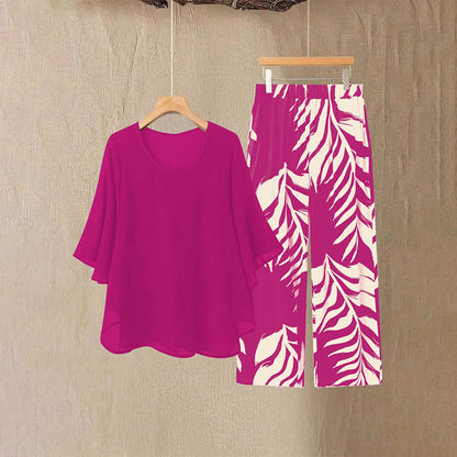 👗 50% RABATT! 👖 Elegantes Women-Set – Lockeres Top mit bedruckter Hose – Leicht, luftig & perfekt für Sommer, Strand oder besondere Anlässe – stilvoll und bequem 🌸