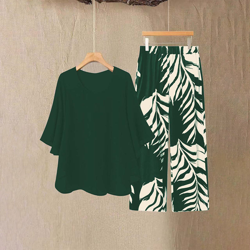 👗 50% RABATT! 👖 Elegantes Women-Set – Lockeres Top mit bedruckter Hose – Leicht, luftig & perfekt für Sommer, Strand oder besondere Anlässe – stilvoll und bequem 🌸