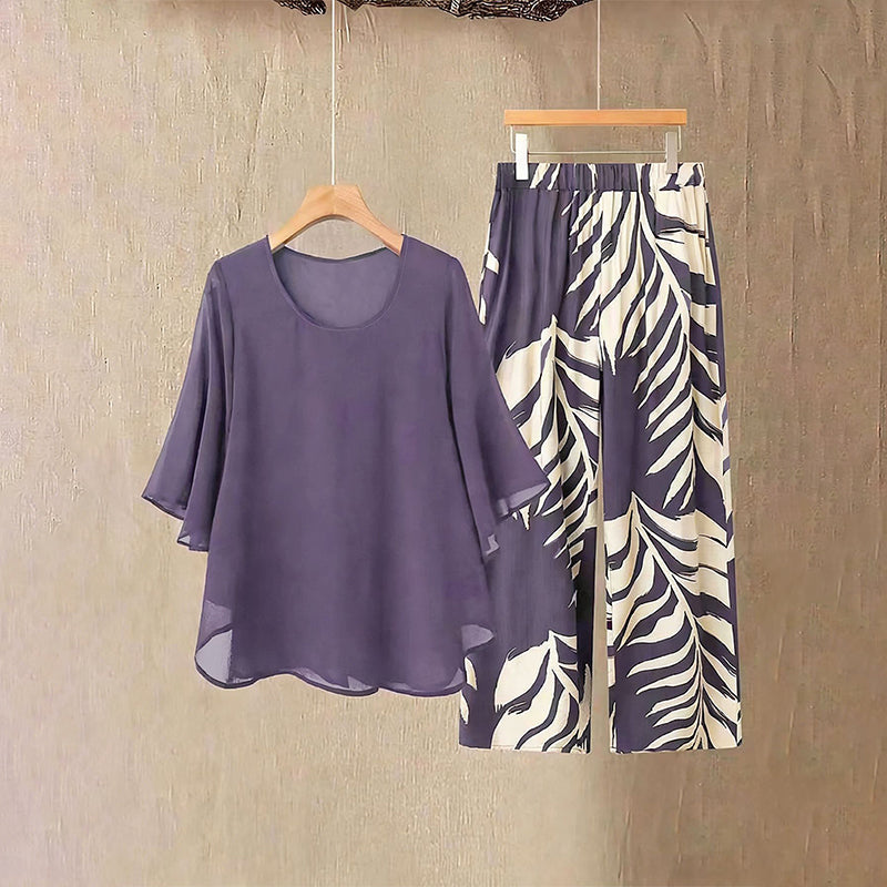👗 50% RABATT! 👖 Elegantes Women-Set – Lockeres Top mit bedruckter Hose – Leicht, luftig & perfekt für Sommer, Strand oder besondere Anlässe – stilvoll und bequem 🌸