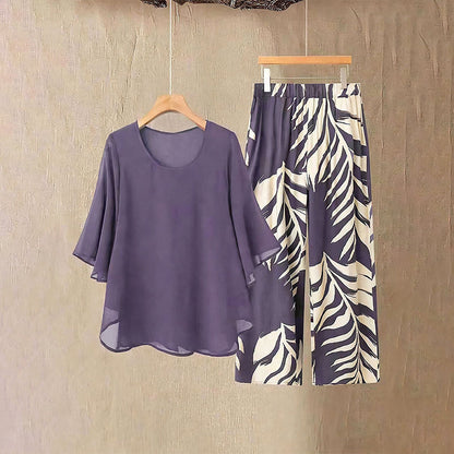 👗 50% RABATT! 👖 Elegantes Women-Set – Lockeres Top mit bedruckter Hose – Leicht, luftig & perfekt für Sommer, Strand oder besondere Anlässe – stilvoll und bequem 🌸