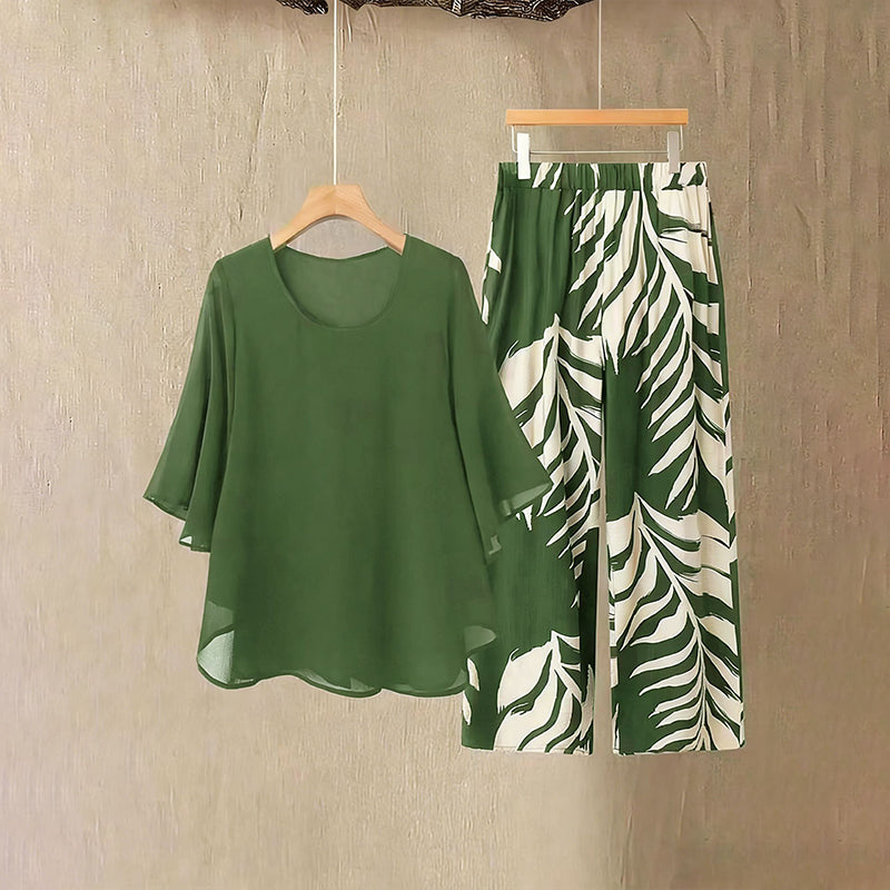👗 50% RABATT! 👖 Elegantes Women-Set – Lockeres Top mit bedruckter Hose – Leicht, luftig & perfekt für Sommer, Strand oder besondere Anlässe – stilvoll und bequem 🌸