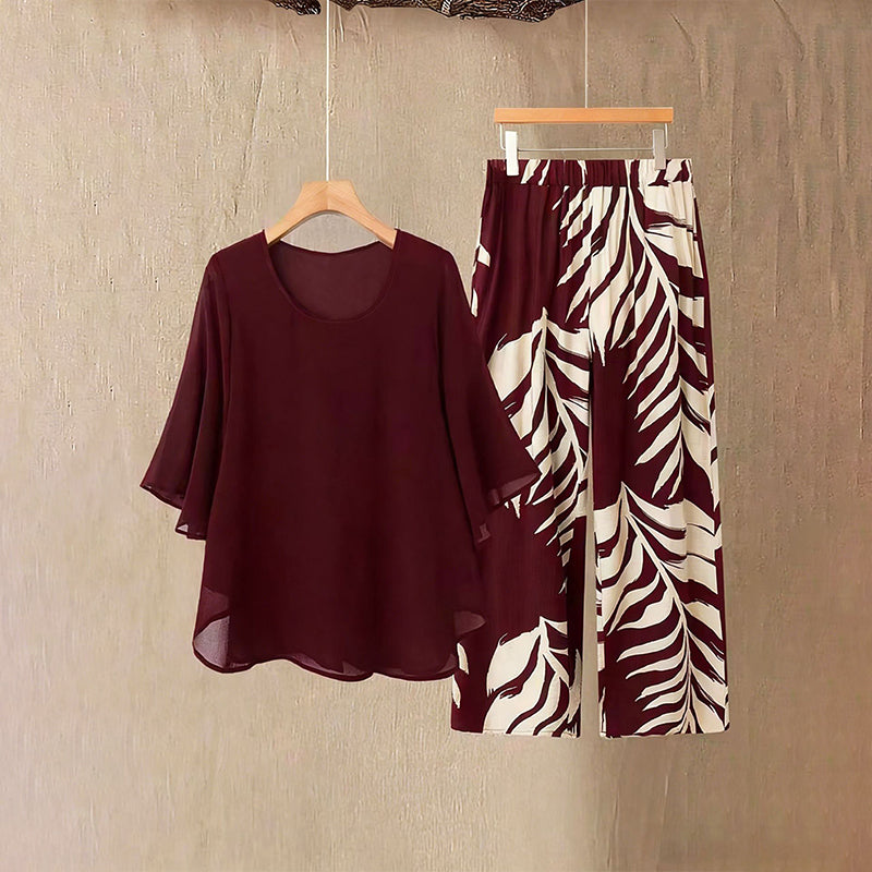 👗 50% RABATT! 👖 Elegantes Women-Set – Lockeres Top mit bedruckter Hose – Leicht, luftig & perfekt für Sommer, Strand oder besondere Anlässe – stilvoll und bequem 🌸