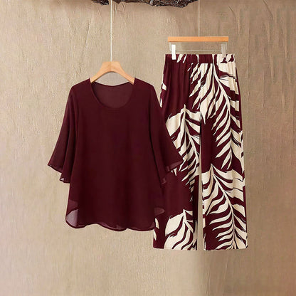 👗 50% RABATT! 👖 Elegantes Women-Set – Lockeres Top mit bedruckter Hose – Leicht, luftig & perfekt für Sommer, Strand oder besondere Anlässe – stilvoll und bequem 🌸