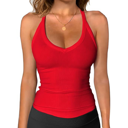 👚 50% RABATT! ⏰ Damen-Ribbed-V-Ausschnitt-Tanktop – Stretchig, figurbetont & perfekt für Sommer, Sport oder Layering unter Jacken 💪