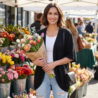 🌺Lässiger Kurzarm-Cardigan für Damen